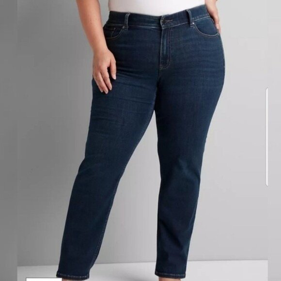 Lane Bryant Denim - Lane Bryant Mid Rise Super Stretch Straight Leg Jeans Blue Women’s Size 18 R •